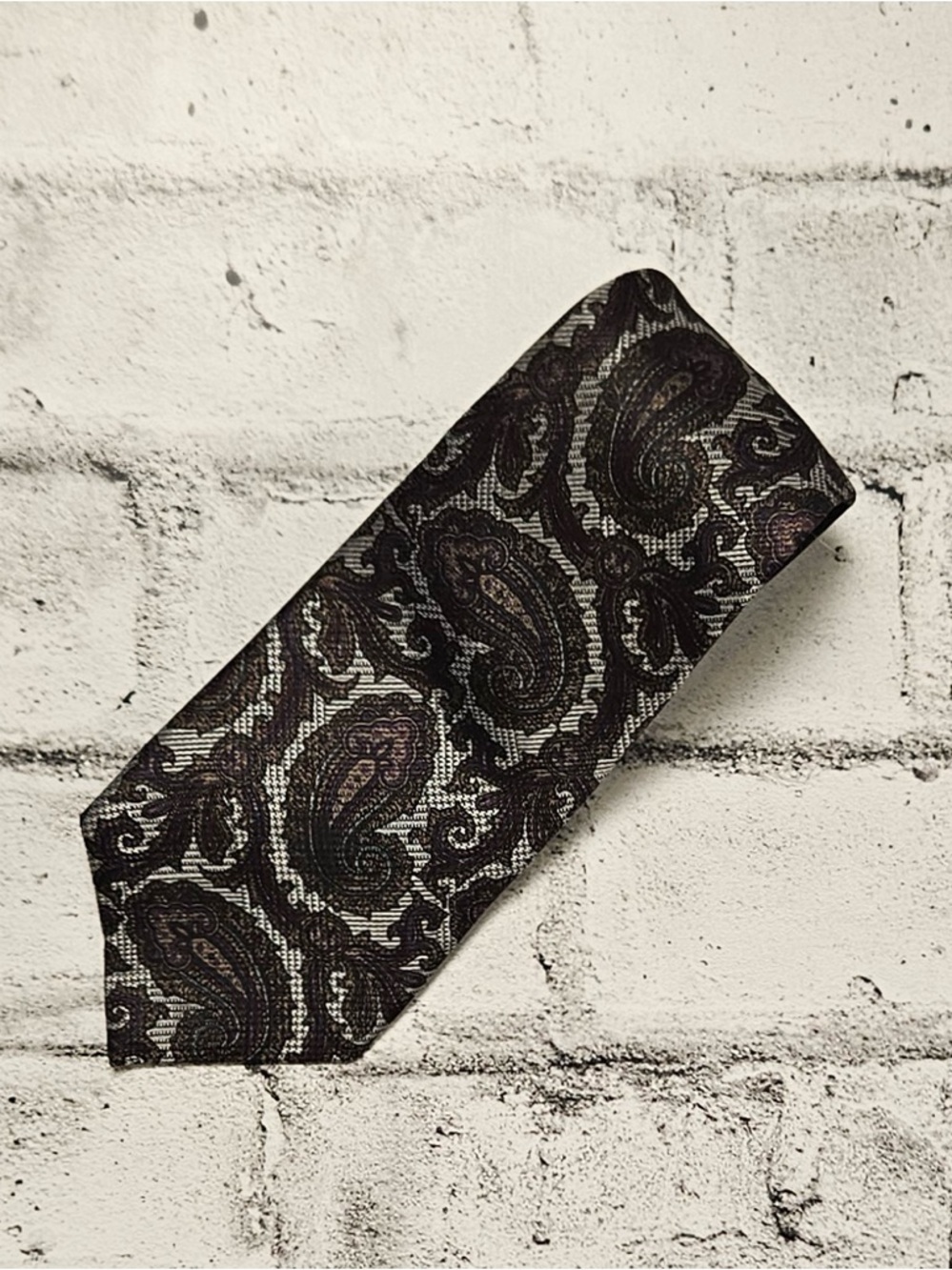 Jean Charles Dark Paisley Necktie Purple Brown Classic Pattern 3” Dress Tie